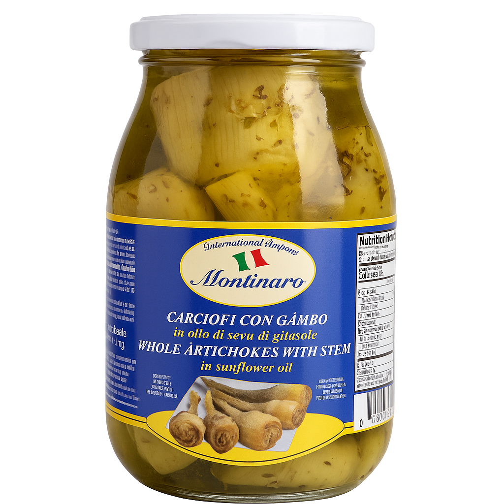 Montinaro Roman Style Artichokes in Olive Oil – 1kg Jar (Pack of 6) – Authentic Italian Artichokes for Restaurants and Catering
